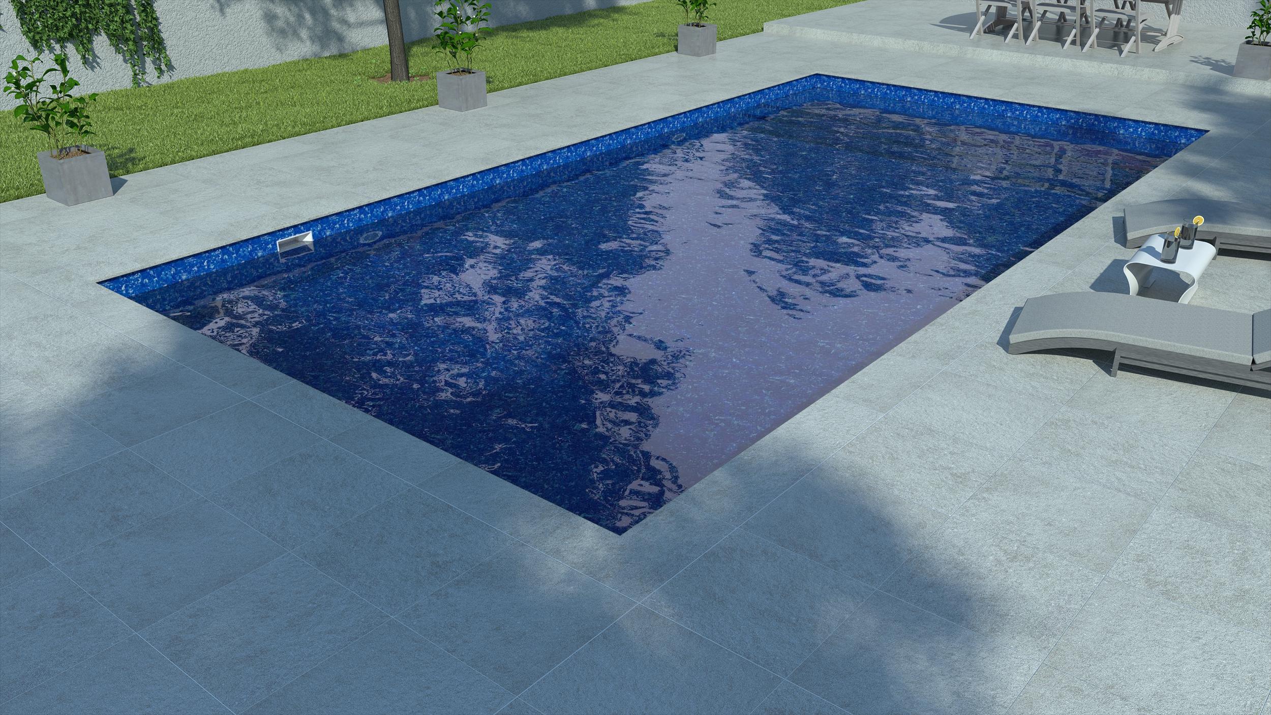 Piscine à liner Marbre bleu